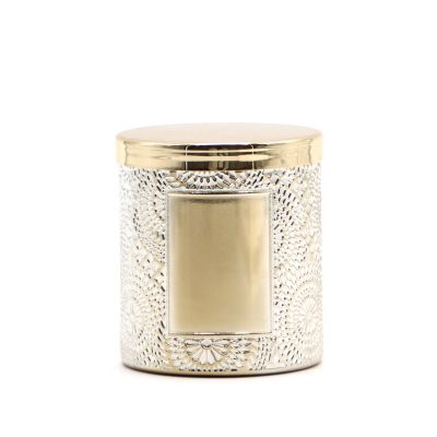 NEW Decorative Glass Candle Container and Decorative Lids Patterned Candle Jar Metal Lids