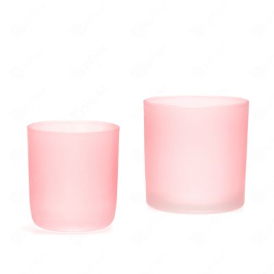 NEW Frosted Pink Candle Jar Glass Candle Jars Empty Matte with Bamboo Lid