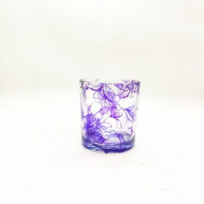 Sticker purple flower charms mature and modern glass candlestick