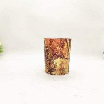 Large caliber sunset tree branches decaying plant glass candle holder