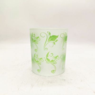 Stylish young spring and tender grass glass 8 ounce candle holder