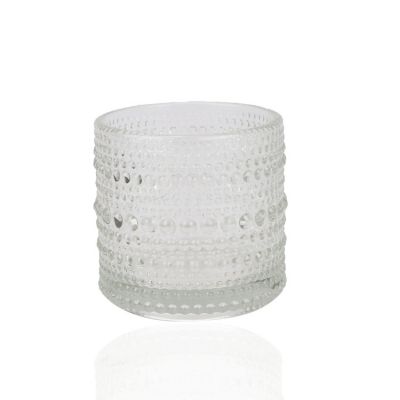 Wholesale ripple design glass candle jars for candle making