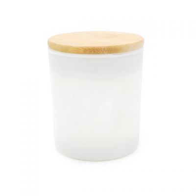 White/Black Matte Frosted Candle Glass Vessel Jar With Bamboo Lid