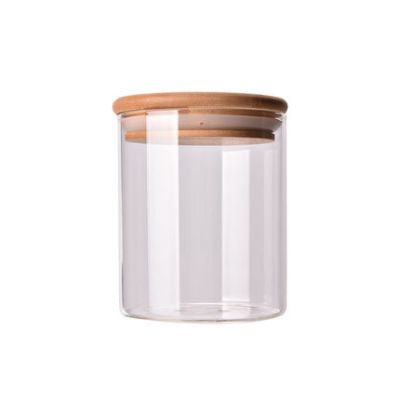 Heat-resisting high borosilicate glass jar container storage with bamboo lid