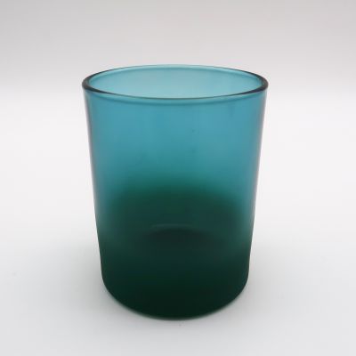 Custom Luxury Glass Candle Jar Matte Blue Green Candle Holder For Home Decor 10oz