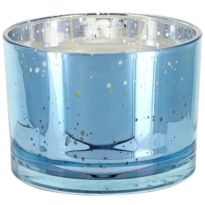 Wholesale round luxury electroplating glass container for empty candle jars unique for home decoration