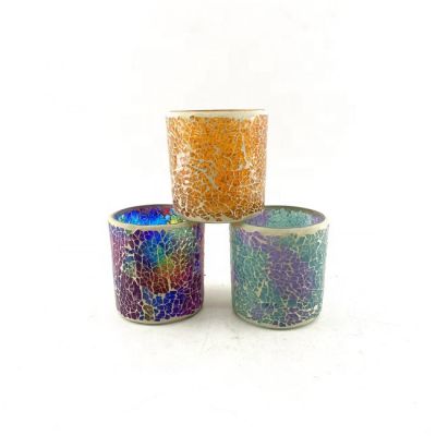 High quality little mosaic glass candle holder decorative tealight mosaic glass candle holder for wedding or home decoration