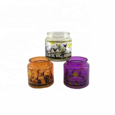 2021 Halloween empty candle jars nordic spray glass candle holders orange clear and purple
