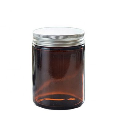 Amber Color Glass Jar Scented Candle with Lid