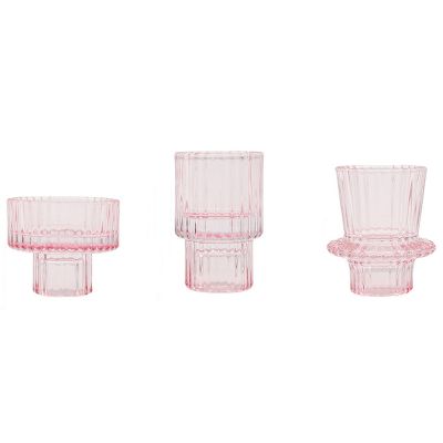 Wholesale pink luxury empty candle jar glass votive candle holder for home decor