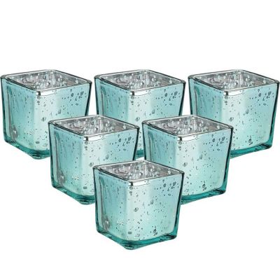 mercury square votive glass candle holder colored tea light candle glasses