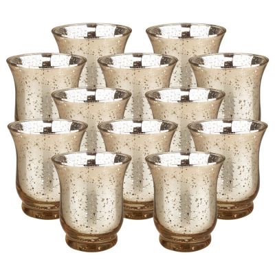 Set of 12 Votive Candle Holders Bulk Round Gold Tealight Candle Holder Soy Home Glass Candle Holder for Wedding
