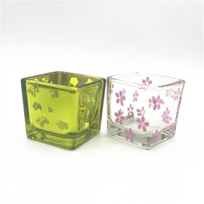square glass candle holder for decoration candle container