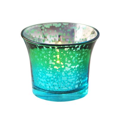 Small Gradient color Glass Candle Holder Set Clear Glass Votive Candle Holder