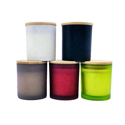 wholesale custom color printed logo glass container with bamboo lid