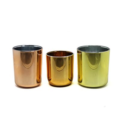 New round bottom electroplate colorful glass candle holder gold luxury
