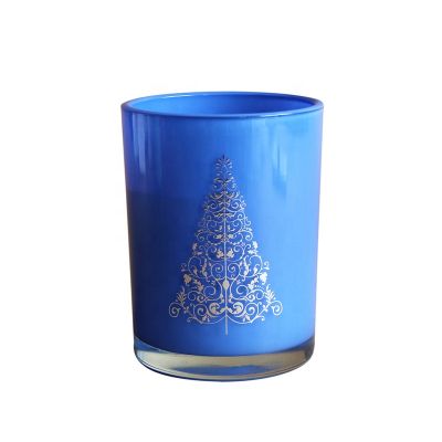 wholesale blue glass candle holder glass candle jars