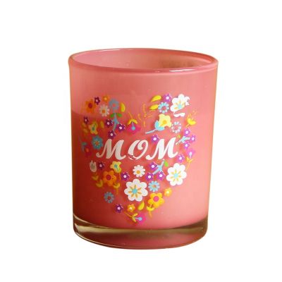 High quality Flower Heart Mum Mother's Day glass candle jar candle holder
