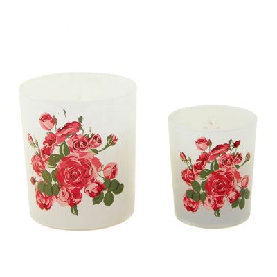 Luxury new style scented Lover pink rose glass candle jar candle holder