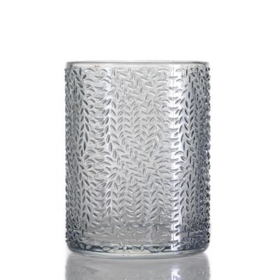 Wholesale glass candle holder 300ml pearl color candle glass jar