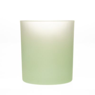 Manufacturer Wholesale 300ml Empty Cylinder Round Frosted Green Glass Votive Candle Holder Jar