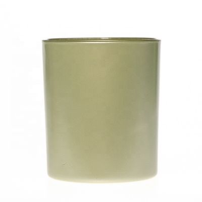 Fancy Army Green Coloured Cylinder Wide Mouth 210ml Round Empty Glass Candle Holder / Candle jars Wholesale