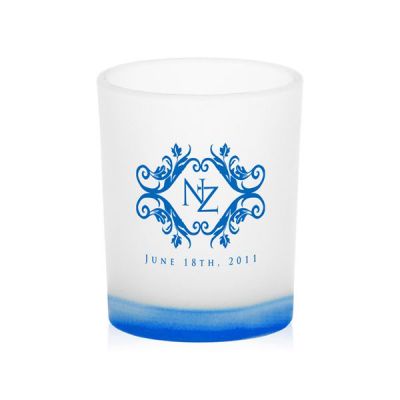 colored votive candleholders blue bottom frosted glass candle with custom logo