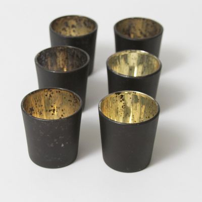 Small Cylinder Colored Wholesale Crackle Black Black Glass Candle Jar