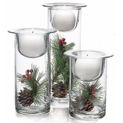 Home Wedding Decorative Clear Glass Candle Holder With Lid Luxury