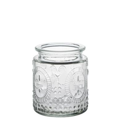 Prompt Delivery Cylinder Empty Candle Jar Glass Embossed Round Candle Holder Luxury