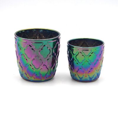 Wholesale Price Multi-Colored Multicoloured Plating Advanced Glass Color Candlestick Candle Jar