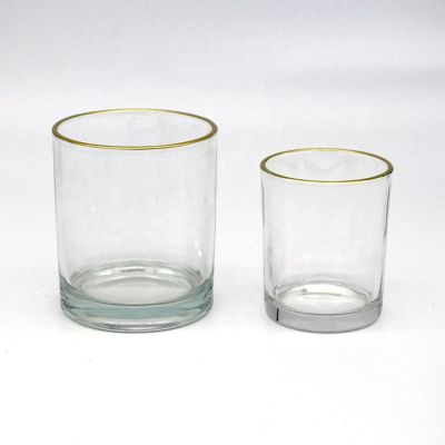 Wholesale Price Multi-Colored Gold-Rimmed Luxurious Glass Candle Glass Jar