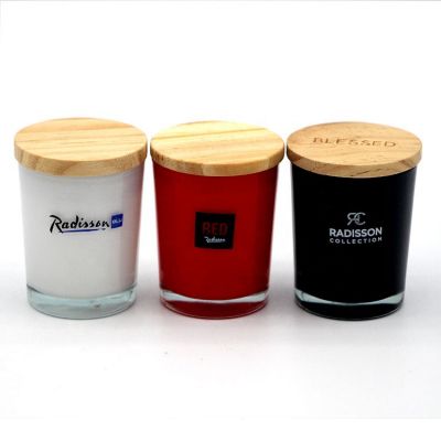 Good Quality Multi-Colored Logo Printing Beautifully Glass Flat-Bottomed Candle Holder
