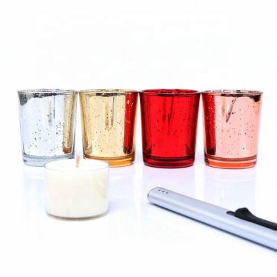 Wholesale Gold Glass Tealight Holder Empty Jars for Candles