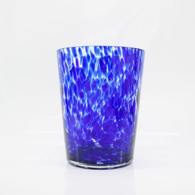 Wholesale large 1200ml blue and white heat resistant glass candle holder