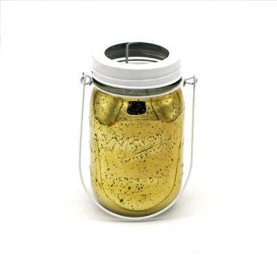 Wholesale Price Multi-Colored Electroplate Gold Advanced Glass Glass Candle Jar With Wooden Lid