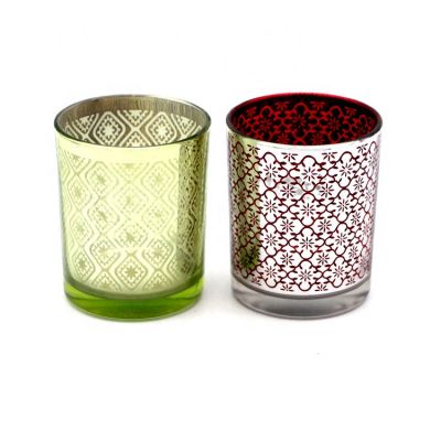 High Quality Multi-Colored Laser Engraving Luxurious Glass Empty Glass Candle Jar