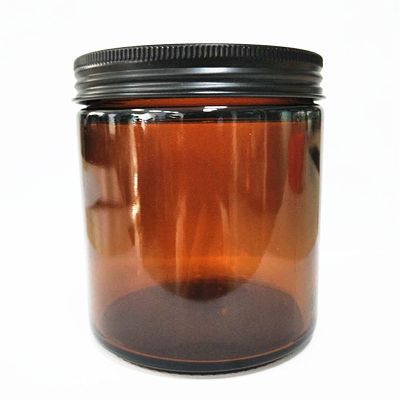 wholesale 500ml empty candle jar amber glass jar wide mouth with metal lid
