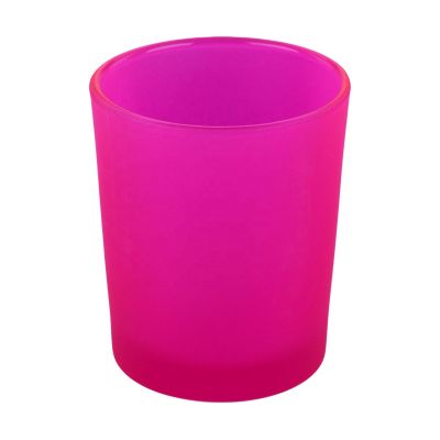 Hot Sale Various Matte Frosted Rosy Empty Votive Holder Glass Colored Candle Jar In Bulk