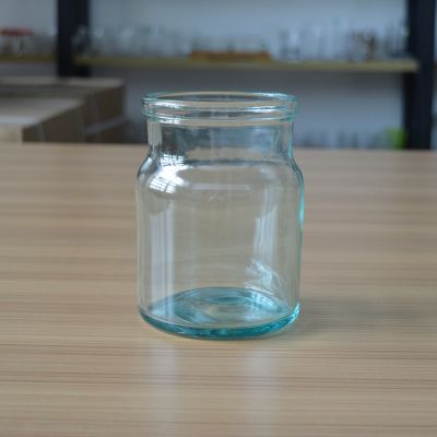 Round large volume blue mason glass jar for candle with 885ml volume