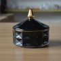Luxury black glass candle jar with gold rim for tealight
