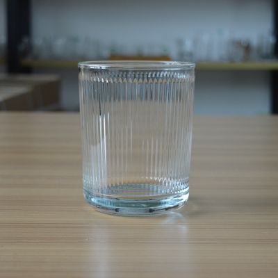 Round large ribbed glass candle vessels with 600ml volume