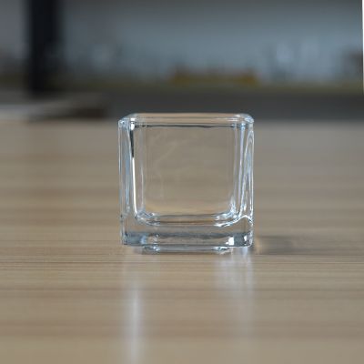 Stocked square small glass candle jar for tealight