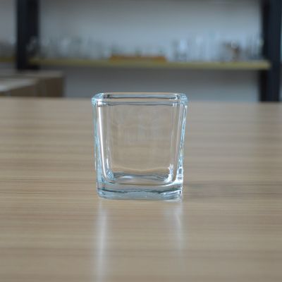 Hot selling square glass candle container