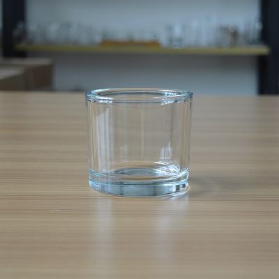 Simple round thick wall glass candle container