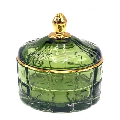 Hot Selling Green Colored Luxury Candle Glass Jars 10oz