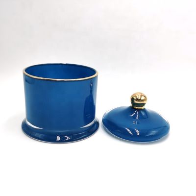 blue Colored Unique Glass Wax Candle Jar
