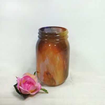 Wholesale unique glass candle jar brown for candle making