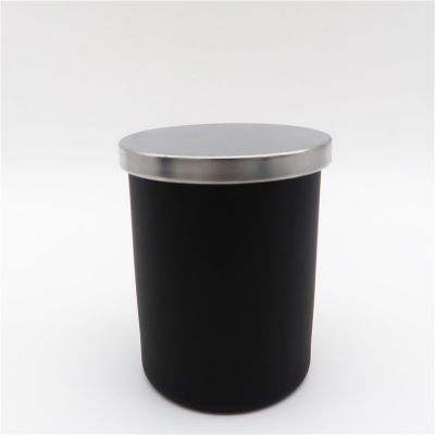 8oz Geo Matte Black Glass Candle Jars/ Vessel with Glass Lids to make candles