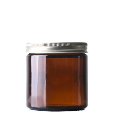 Eco-friendly Luxury Amber Glass Candle Jar/bottle/Container with metal lid